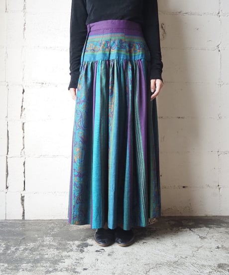 Stripe × Paisley Long Skirt BLPUR