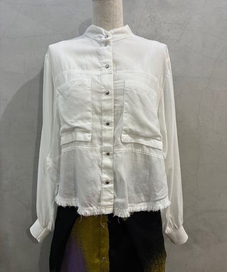 DIESEL Back Snap Band Collar Shirt WH