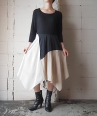 DKNY Color Panelled Long Sleeve Dress BK BE IV