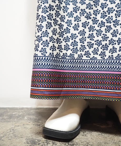 Leaf Pattern Collarless Dress WHNV