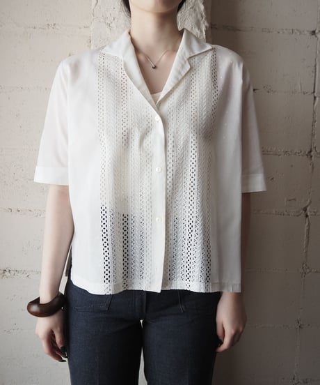 Open Collar Cutwork Shirt WH