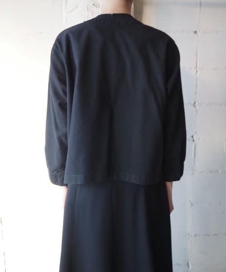 1920～30's EURO Dot Embroidery Collarless Blouse BK