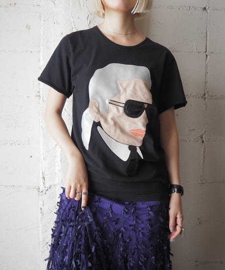 nil&mon Karl Lagerfeld Leather Face Tee BK