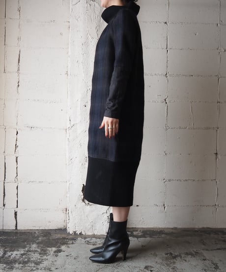DRIES VAN NOTEN Rib Docking Check Dress NVDBL