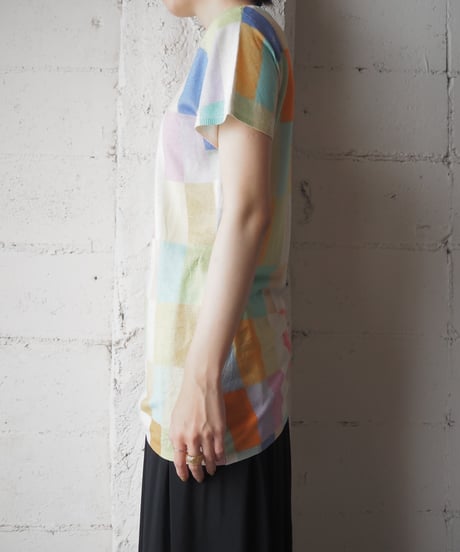 Block Pattern Short Sleeve Knit WHLGNOR