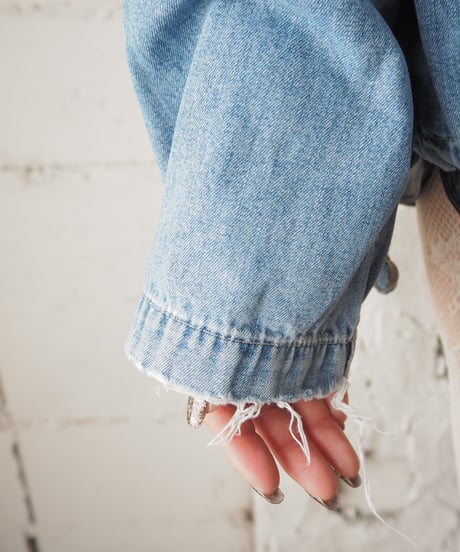 High Neck Design Denim Pullover BL