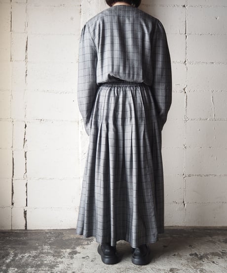 Collarless Check Shirt Dress GR