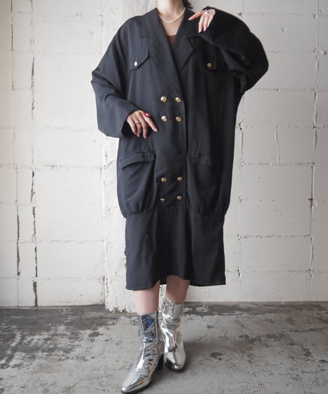 1980’s  Open Collar Double Breasted Dress