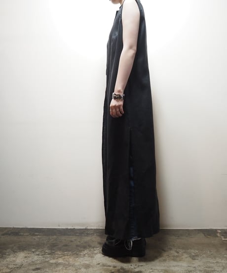 Open Collar Linen Long Vest
