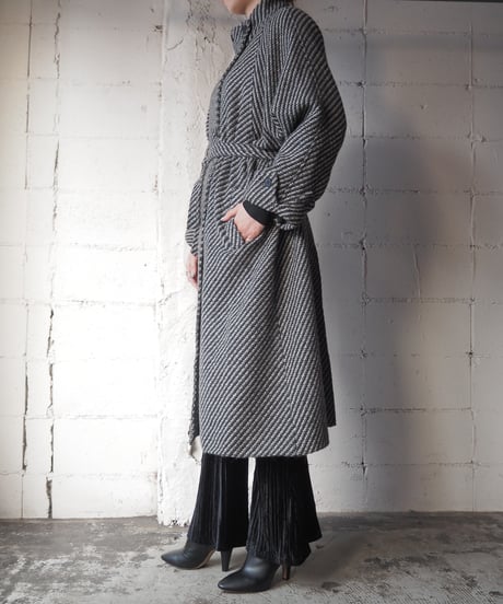 Stand Collar Tweed Coat BKGR