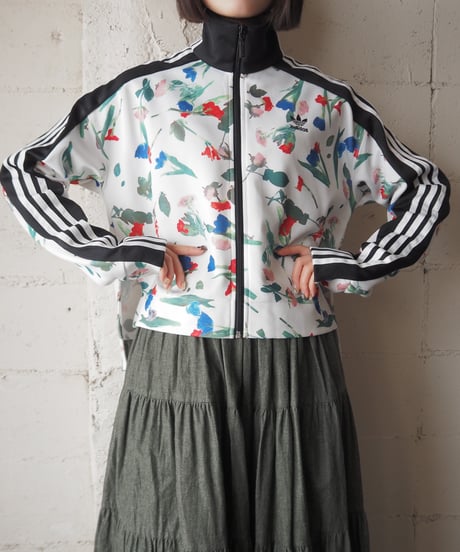 adidas Cropped Flower Print Track Jacket BKWH