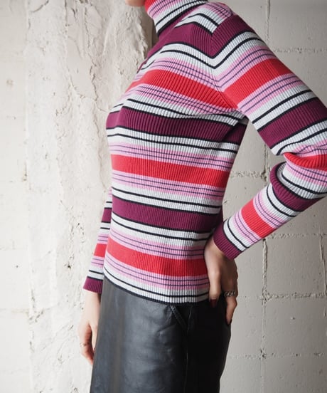 1990’sTurtle Neck Border Rib Knit PIGR