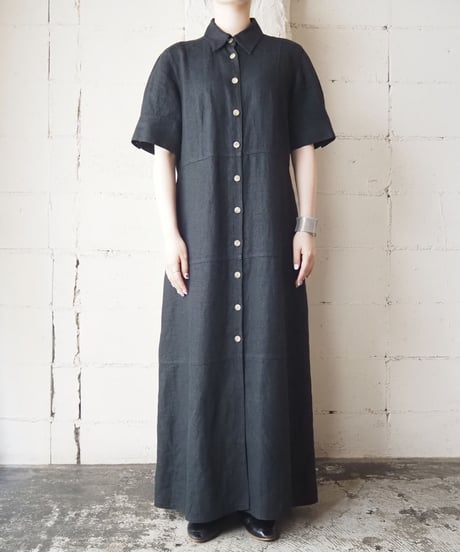 Front  Button S/S Linen Dress