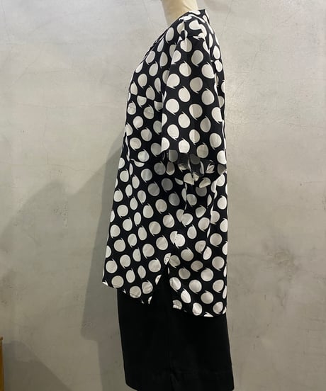 S/S Comma Dot Open Collar Shirt BKWH