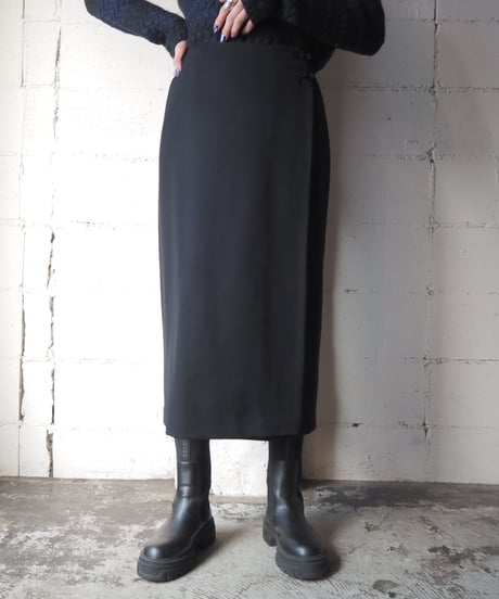 LAUREN Side China Button Tight Skirt BK