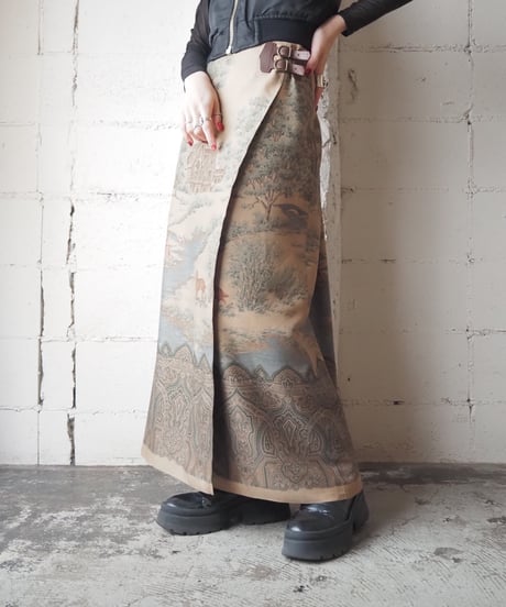 LAUREN Dog Pattern Wrap Skirt BEGN