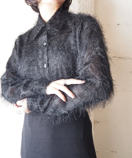 Shaggy×Lame Sheer Shirt BK