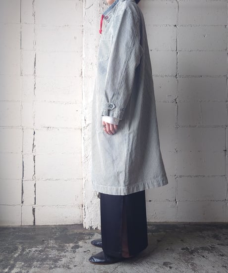 Stand Collar Stripe Coat NVWH