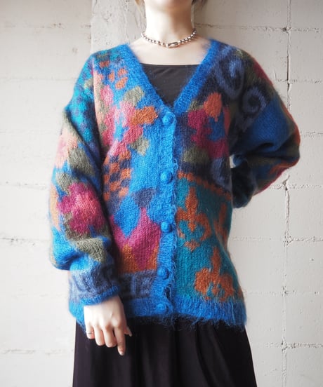 Pattern Mohair V Neck Cardigan BL