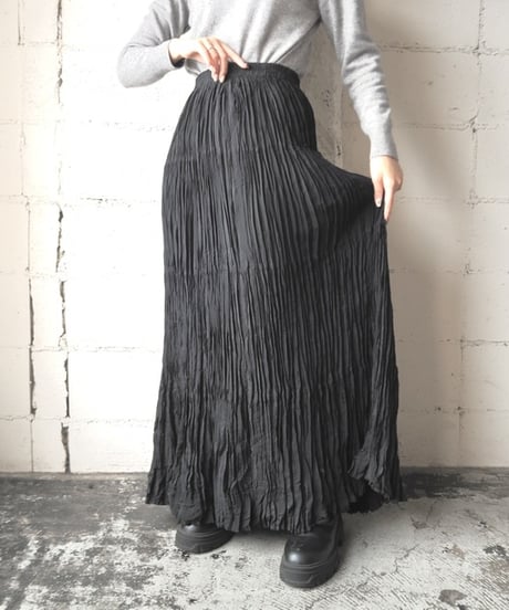 Pleated Tiered Easy Skirt BK