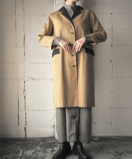 60-70's Stripe Open Collar Coat YEBK