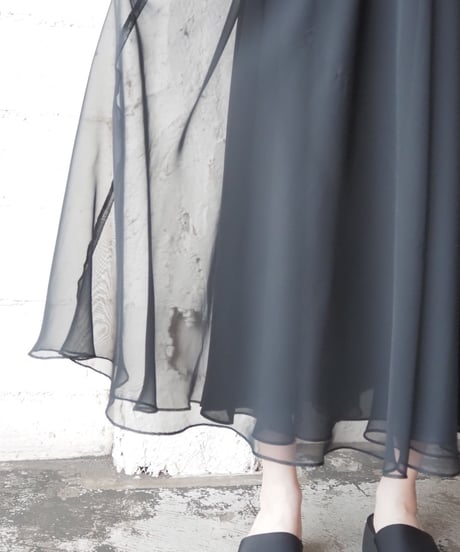 Sheer Layered Easy Skirt BK
