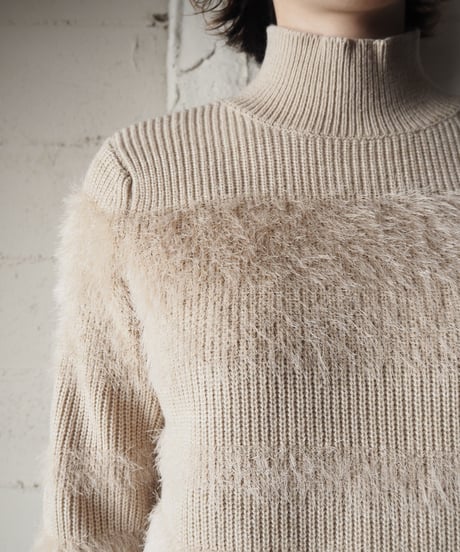 Calvin Klein Mock Neck Shaggy Knit BE