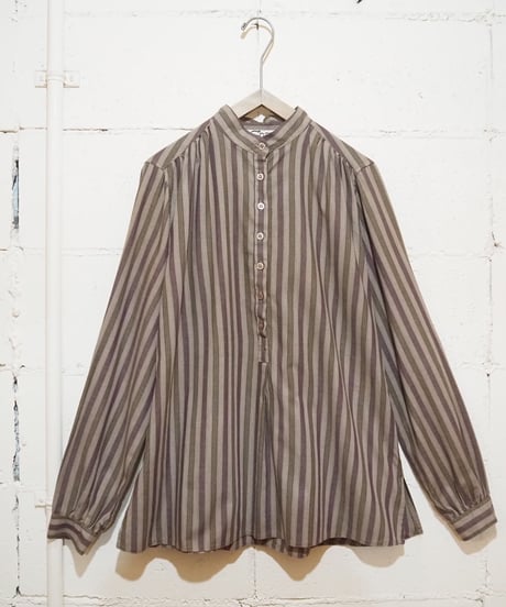 Stand Collar Stripe Blouse BR
