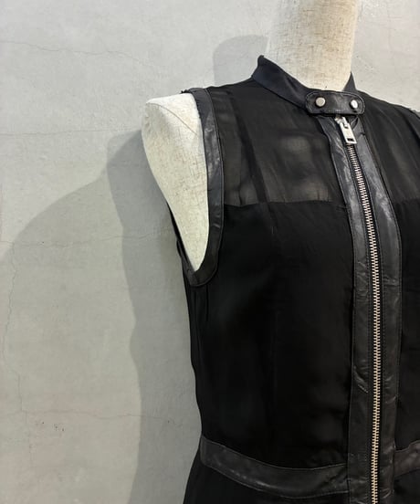 DIESEL Sleeveless Zipup Sheer Dress　BK