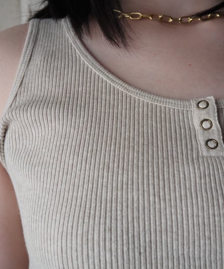 LAUREN Front Button Basic Tank Top BE