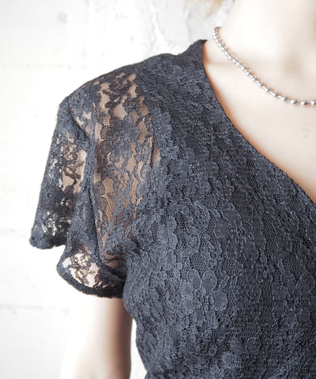 V Neck Lace Dress BK