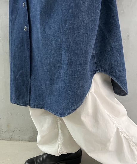 Open Collar Denim Shirt Coat BL