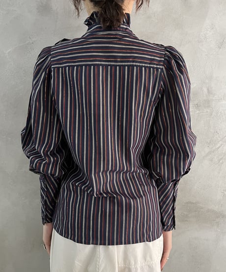 Stripe Pattern Volume Sleeve Blouse NVRE