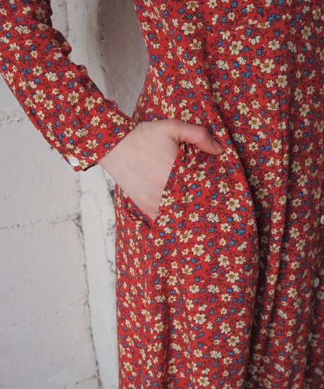 Flower Pattern Shirt Dress RE