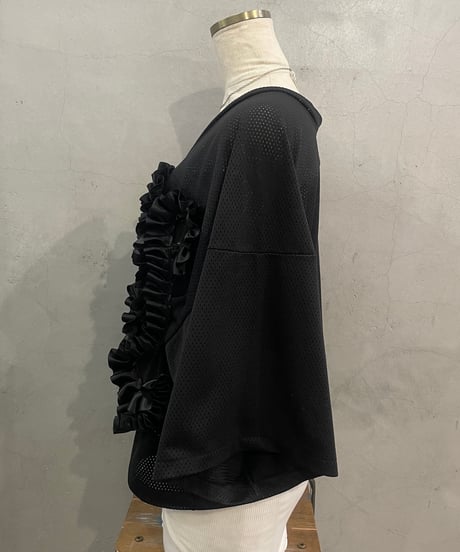 Remake Frilled Short Mesh Tee BK
