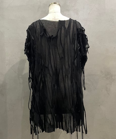 French Sleeve Sheer Design Cut Sewn  BK