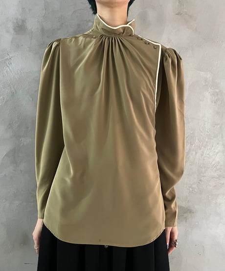Stand Neck Puff sleeve Blouse BE