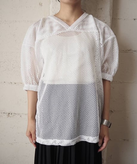 V Neck Mesh Tee WH