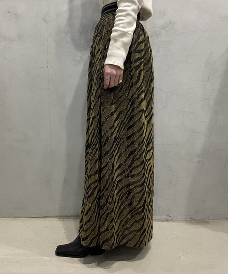 Zebra Pattern Lame Flared Skirt GOBK