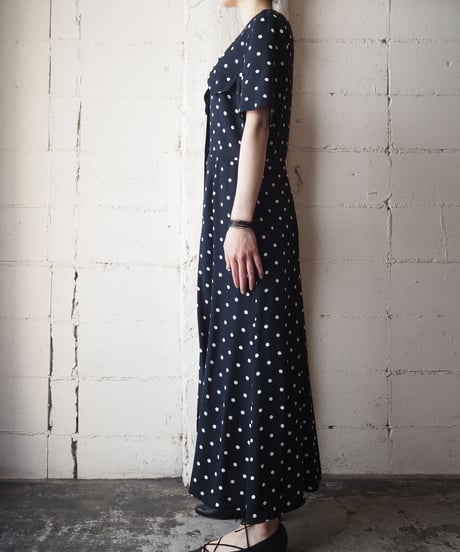 Collarless Dot Dress BKWH