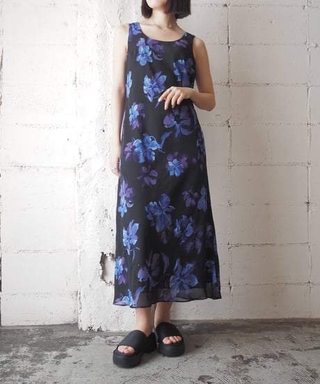 Floral Pattern Sleeveless Dress BKPUR