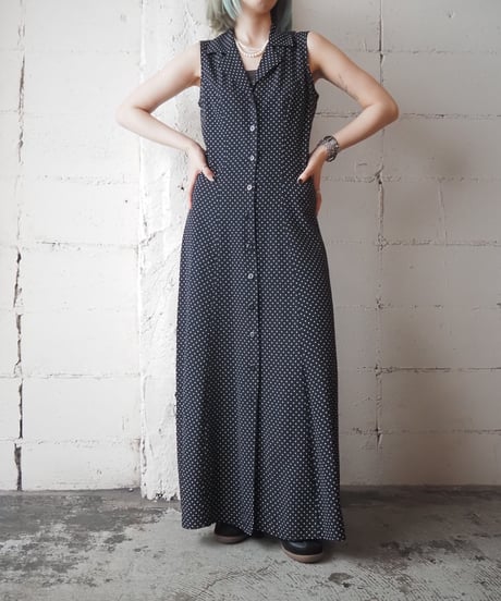 Sleeveless Dot Dress BK