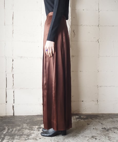 Satin Pleated Long Skirt BR