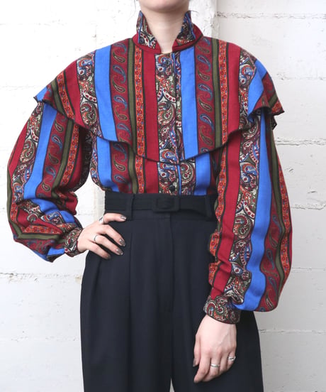 Paisley×Stripe Design Blouse REBLGR