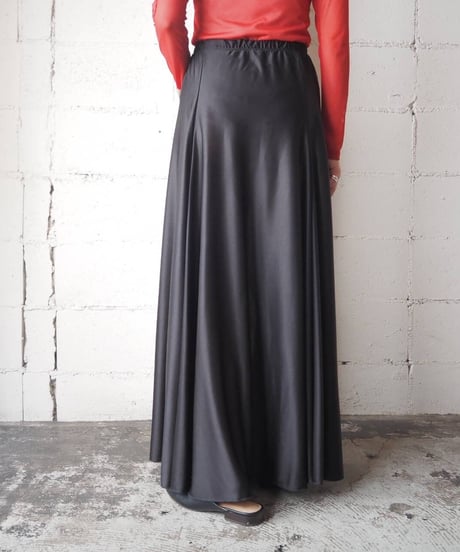 Satin Flared Easy Skirt BK