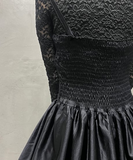 Tulle × Satin Tiered Dress BK