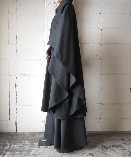 Bicolor Wool Cape Coat BKBR