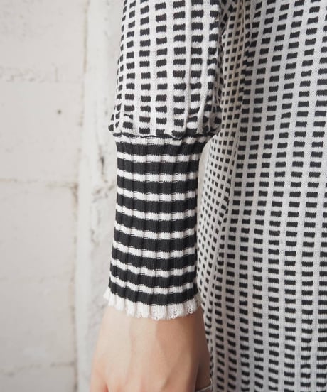 1970's Frill Collar Check Knit Dress WHBK