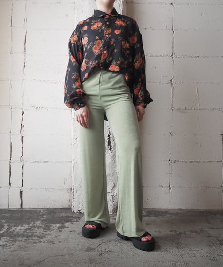 GUESS L/S Flower Pattern Sheer Shirt BKPI
