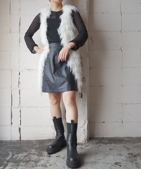Long Shaggy Knit Vest WH